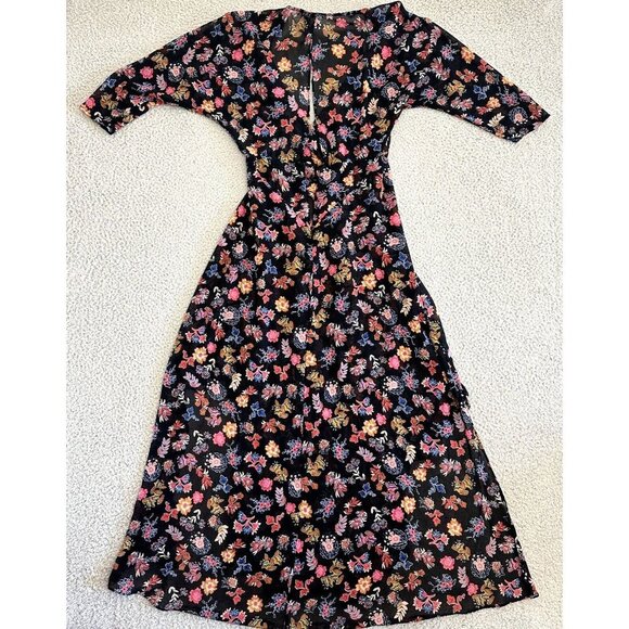 Anthropologie HD in Paris Dress Black Varina Floral Maxi Sheer Western - Picture 1 of 16